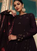 Purple Gown in Georgette with Embroidered - 2