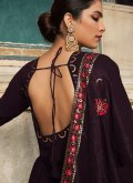 Purple Gown in Georgette with Embroidered - 3