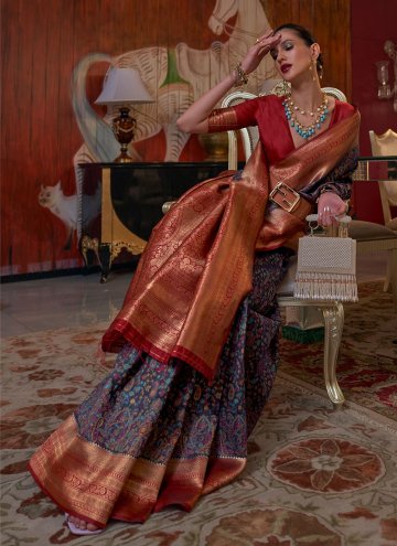 Purple Handloom Silk Woven Classic Designer Saree for Party