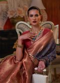 Purple Handloom Silk Woven Classic Designer Saree for Party - 2