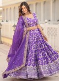 Purple Jacquard Embroidered Designer Lehenga Choli for Ceremonial - 1