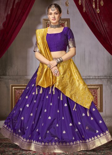 Purple Jacquard Silk Woven Designer Lehenga Choli for Ceremonial
