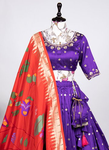 Purple Jacquard Silk Woven Lehenga Choli