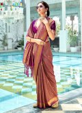 Purple Kanjivaram Silk Woven Trendy Saree for Festival - 2