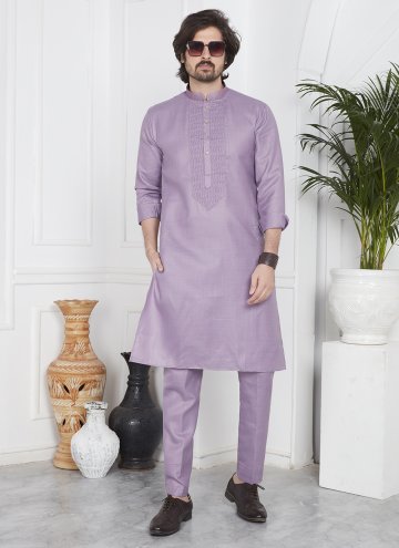 Purple Kurta Pyjama in Cotton  with Fancy work