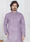 Purple Kurta Pyjama in Cotton  with Fancy work - 2