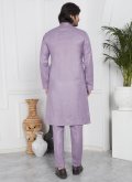 Purple Kurta Pyjama in Cotton  with Fancy work - 3