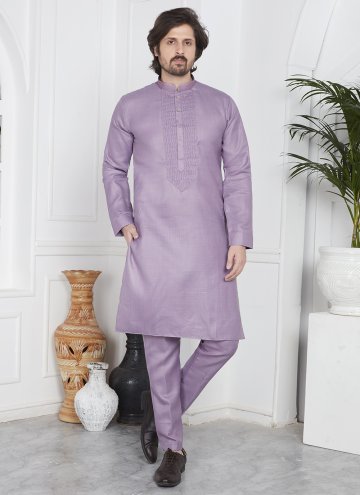 Purple Kurta Pyjama in Cotton  with Fancy work