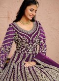 Purple Net Embroidered Designer Anarkali Salwar Kameez for Festival - 2