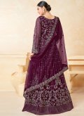 Purple Net Embroidered Trendy Salwar Kameez for Ceremonial - 1