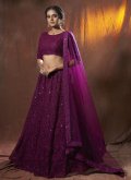 Purple Net Sequins Work Lehenga Choli - 1