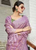 Purple Organza Embroidered Classic Designer Saree for Ceremonial - 1