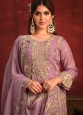 Purple Organza Embroidered Salwar Suit for Ceremonial - 2