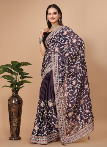 Purple Rangoli Embroidered Designer Saree