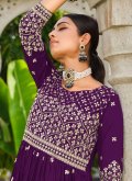 Purple Salwar Suit in Georgette with Sequins Work - 1