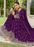 Purple Salwar Suit in Georgette with Sequins Work - 2