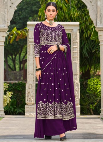 Purple Salwar Suit in Georgette with Sequins Work