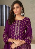 Purple Salwar Suit in Rayon with Embroidered - 1