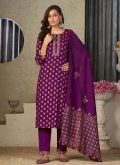 Purple Salwar Suit in Rayon with Embroidered - 2