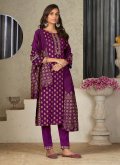 Purple Salwar Suit in Rayon with Embroidered - 3