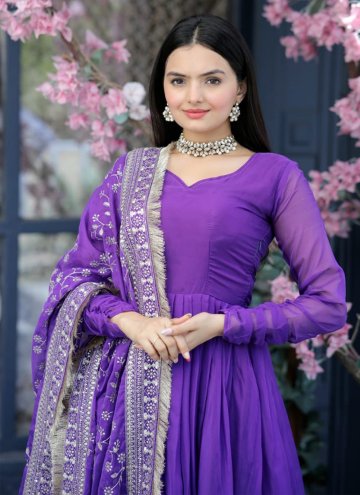 Purple Salwar Suit in Silk with Plain Work