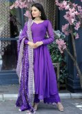 Purple Salwar Suit in Silk with Plain Work - 2