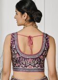 Purple Satin Silk Embroidered A Line Lehenga Choli for Engagement - 4