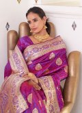 Purple Satin Woven Classic Designer Saree - 1