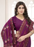 Purple Shimmer Embroidered Trendy Saree for Festival - 1