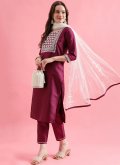 Purple Silk Blend Embroidered Salwar Suit - 2