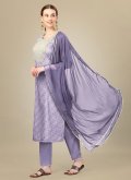 Purple Silk Blend Embroidered Trendy Salwar Suit for Ceremonial - 1