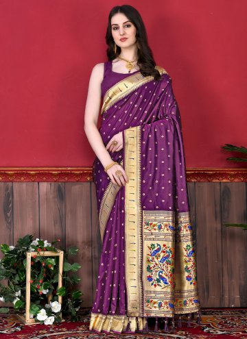 Purple Silk Border Trendy Saree
