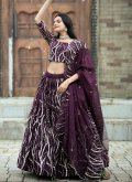 Purple Silk Embroidered Designer Lehenga Choli for Engagement - 2