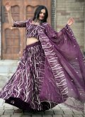 Purple Silk Embroidered Designer Lehenga Choli for Engagement - 3