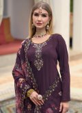 Purple Silk Embroidered Salwar Suit - 2
