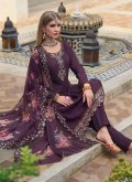 Purple Silk Embroidered Salwar Suit - 3