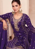Purple Silk Embroidered Salwar Suit for Ceremonial - 2