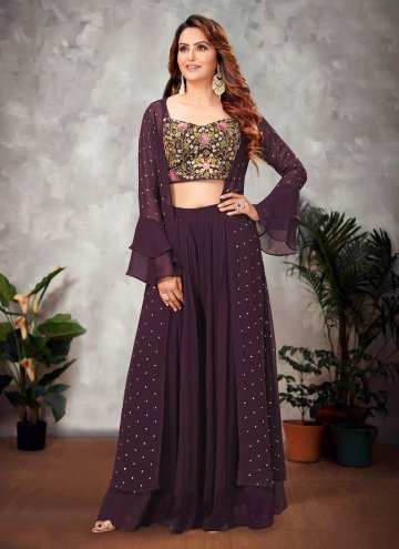 Purple Silk Embroidered Trendy Salwar Kameez