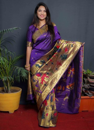 Purple Silk Jacquard Work Trendy Saree