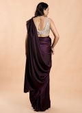 Purple Silk Plain Work Classic Designer Saree for Casual - 1