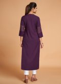 Purple Silk Plain Work Party Wear Kurti for Casual - 1