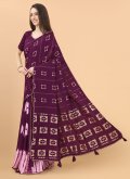 Purple Silk Printed Contemporary Saree for Festival - 2