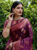Purple Silk Woven Classic Designer Saree for Ceremonial - 1