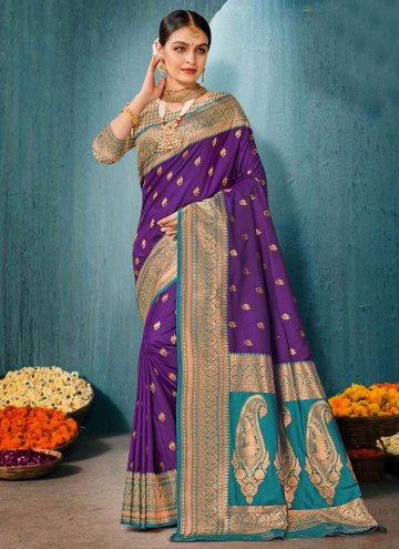 Purple Silk Woven Contemporary Saree