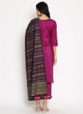 Purple Straight Salwar Kameez in Crepe Silk with Plain Work - 3