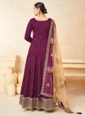 Purple Tafeta Silk Embroidered Trendy Salwar Kameez - 1