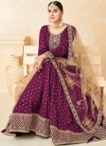 Purple Tafeta Silk Embroidered Trendy Salwar Kameez - 2