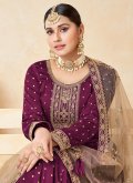 Purple Tafeta Silk Embroidered Trendy Salwar Kameez - 3