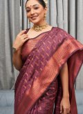 Purple Traditional Saree in Silk with Jacquard Work - 1