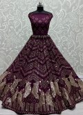 Purple Trendy Lehenga Choli in Net with Embroidered - 1